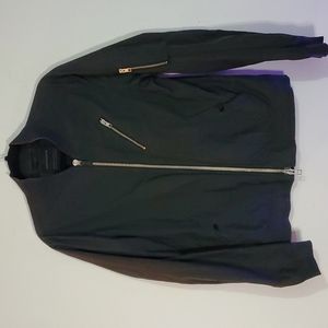 All Saints Men’s Black Floral Embroidered Bomber Jacket Size M